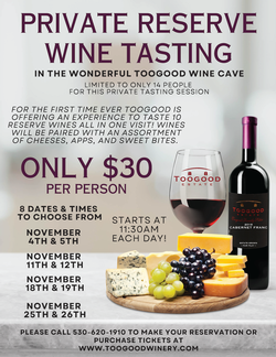 November 5th Reserve Wine Tasting